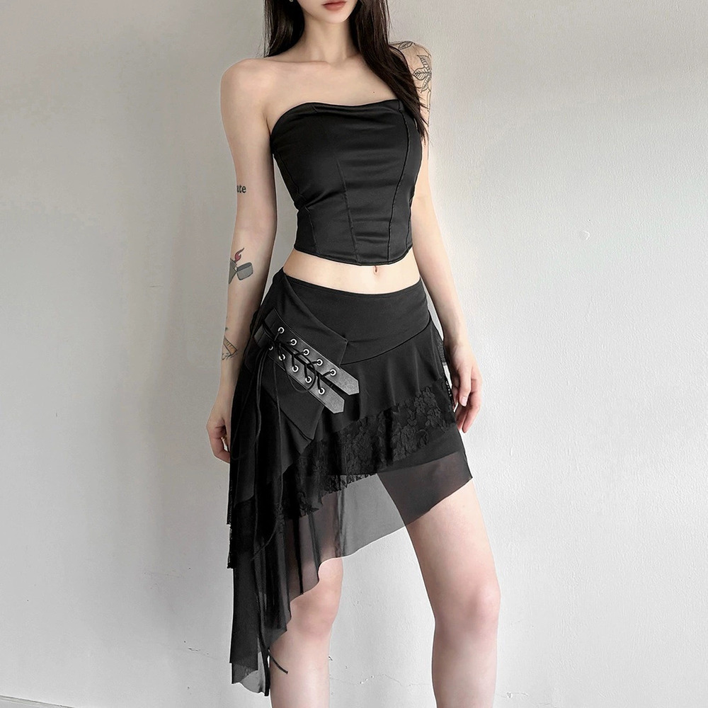 Zara Summer Solid High Waist Asymmetric Hem Skirt